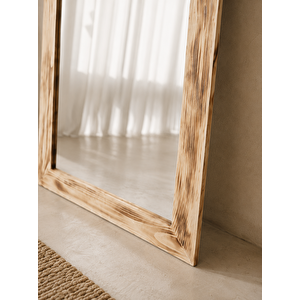 Dfn Wood Doğal Ahşap 130x60 Cm Dikdörtgen Dekoratif Duvar Salon Ofis Boy Aynası 130x60 Cm 130x60 cm