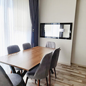 Dfn Wood 130x60 Cm Mdf Dikdörtgen Siyah Duvar Salon Boy Aynası