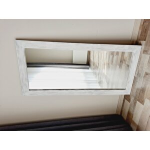 Dfn Wood Masif Ahşap Dikdörtgen Beyaz Dekoratif Duvar Salon Ofis Aynası 150x70 Cm 150x70 cm