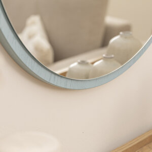 Dfn Wood Yeşil  Mdf Yuvarlak Duvar Salon Banyo Aynası 70x70 Cm