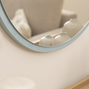 Dfn Wood 50x50 Cm Yeşil  Mdf Yuvarlak Duvar Salon Banyo Aynası 50x50 cm