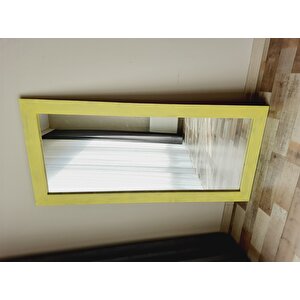 Dfn Wood Masif Ahşap 140x60 Cm Dikdörtgen Sarı Dekoratif Duvar Salon Ofis Aynası 140x70 cm