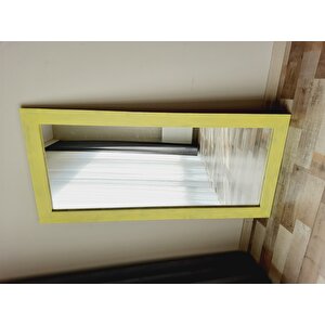 Dfn Wood Masif Ahşap 140x60 Cm Dikdörtgen Sarı Dekoratif Duvar Salon Ofis Aynası 140x70 cm