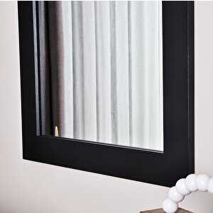 Dfn Wood Masif Ahşap 150x70 Cm Dikdörtgen Siyah Dekoratif Duvar Salon Ofis Aynası 150x70 cm