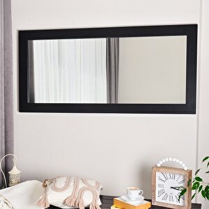 Dfn Wood Masif Ahşap 150x70 Cm Dikdörtgen Siyah Dekoratif Duvar Salon Ofis Aynası 150x70 cm