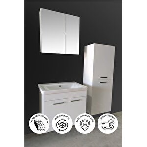 Banyo Defne 80cm Banyo Dolabı Aynalı Dolaplı Üst Dolap Lavabo Boy Dolabı