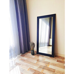 Dfn Wood Masif Ahşap Dikdörtgen Siyah Dekoratif Duvar Salon Ofis Aynası 130x60 Cm 130x60 cm