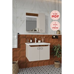 Banyo Selvi 65 Cm Demonte Banyo Dolabı Aynalı Dolaplı Üst Dolap Lavabo