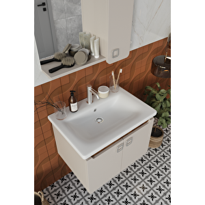 Banyo Selvi 65 Cm Demonte Banyo Dolabı Aynalı Dolaplı Üst Dolap Lavabo