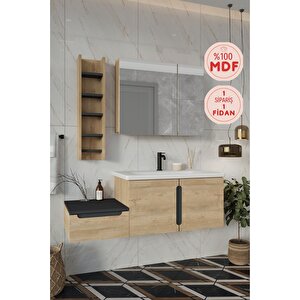 Banyo Zakkum Demonte 120cm Banyo Dolabı Aynalı Üst Dolap Ve Rafı