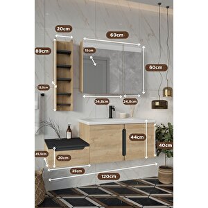 Banyo Zakkum Demonte 120cm Banyo Dolabı Aynalı Üst Dolap Ve Rafı