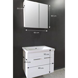 Banyo Defne 80 Cm Banyo Dolabı Aynalı Dolaplı Üst Dolap Lavabo