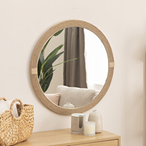 Dfn Wood 80x80 Cm Jut Halatlı Yuvarlak Dekoratif Duvar Salon Banyo Aynası 80x80 cm