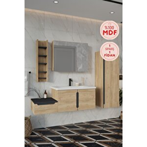 Banyo Zakkum Demonte 120 Cm Banyo Dolabı Aynalı Üst Dolap Boy Dolabı Ve Rafı