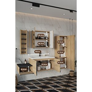 Balneom Banyo Zakkum Demonte 120 Cm Banyo Dolabı Aynalı Üst Dolap Boy Dolabı Ve Rafı
