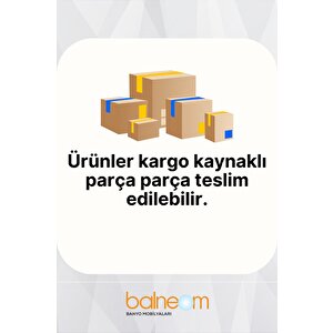 Balneom Banyo Selvi 80 Cm Demonte Banyo Dolabı Aynalı Dolaplı Üst Dolap Lavabo