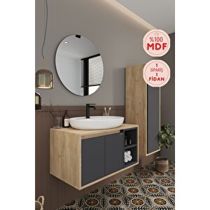 Gül 80 Cm Banyo Dolabı Ayna Lavabo Boy Dolabı