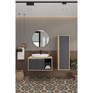 Gül 80 Cm Banyo Dolabı Ayna Lavabo Boy Dolabı
