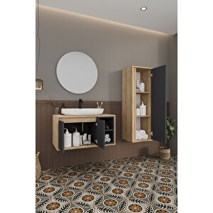 Gül 80 Cm Banyo Dolabı Ayna Lavabo Boy Dolabı