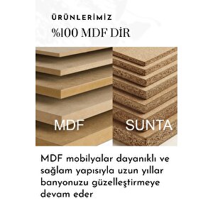 Gül 80 Cm Banyo Dolabı Ayna Lavabo Boy Dolabı