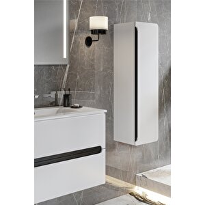 Banyo Kadife Beyaz Parlak High Gloss Demonte 80 Cm Banyo Dolabı Ledli Aynalı Üst Dolap Ve Boy Dolabı