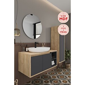 Gül 90 Cm Banyo Dolabı Ayna Lavabo Boy Dolabı