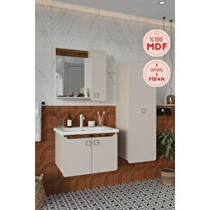 Banyo Selvi 65 Cm Banyo Dolabı Aynalı Dolaplı Üst Dolap Lavabo Boy Dolabı