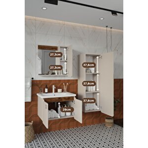 Banyo Selvi 65 Cm Banyo Dolabı Aynalı Dolaplı Üst Dolap Lavabo Boy Dolabı