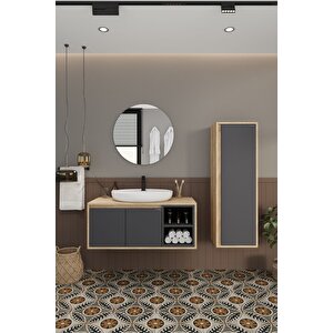 Gül 100 Cm Banyo Dolabı Ayna Lavabo Boy Dolabı