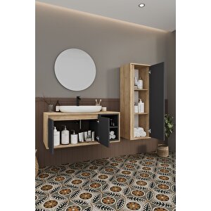 Gül 100 Cm Banyo Dolabı Ayna Lavabo Boy Dolabı