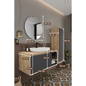Gül 100 Cm Banyo Dolabı Ayna Lavabo Boy Dolabı