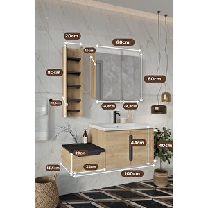Banyo Zakkum Demonte 100 Cm Banyo Dolabı Ve Rafı
