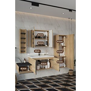 Balneom Banyo Zakkum Demonte 100 Cm Banyo Dolabı Aynalı Üst Dolap Boy Dolabı Ve Rafı