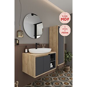 Gül 70 Cm Banyo Dolabı Ayna Lavabo Boy Dolabı
