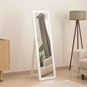 Dfn Wood Mdf Beyaz Modern Ayaklı Boy Aynası 140x40 Cm