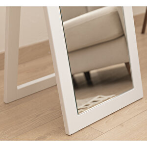 Dfn Wood Mdf Beyaz Modern Ayaklı Boy Aynası 140x40 Cm