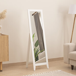 Dfn Wood Mdf Beyaz Ayaklı Boy Aynası 140x40 Cm