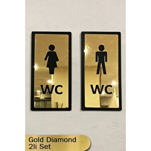 Wc Bay Ve Bayan Set Yönlendirme Levhası Gold Diamond Serisi
