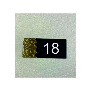 Dekoratif Aynalı Modern Kapı Numarası - Gold 18