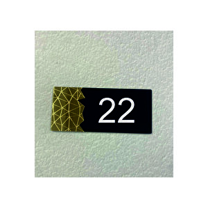 Dekoratif Aynalı Modern Kapı Numarası - Gold 22