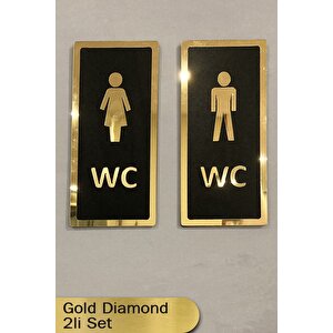 Wc Bay Ve Bayan Set Yönlendirme Levhası Gold Diamond Serisi