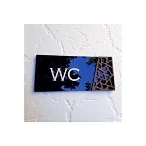 Black Pearl Serisi Wooden Wc Yönlendirme Tabelası
