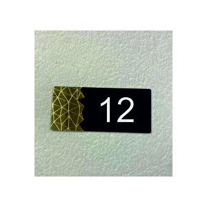 Dekoratif Aynalı Modern Kapı Numarası - Gold 12