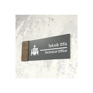 Wooden Serisi (tekni̇k Ofi̇s) Ofis Oda Kapı İsimliği Yönlendirme Tabelası