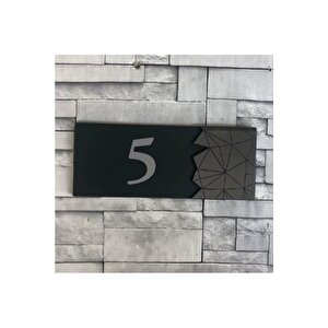 Modern Yazılı Dekoratif Aynalı Füme Kapı Numarası - 5