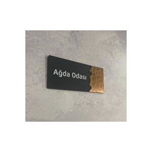 Dekoratif Aynalı (ağda Odasi )ofis Oda Kapı İsimliği Yönlendirme Tabelası Kapı Tabelası Pleksigold