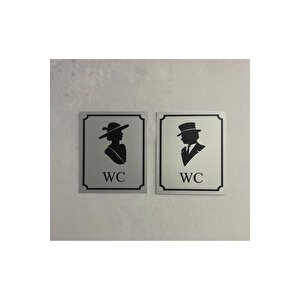 Metal Uyarı Levhası - Uyarı Tabelası - İkili Set (bay Wc - Wc)