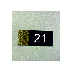 Dekoratif Aynalı Modern Kapı Numarası - Gold 21