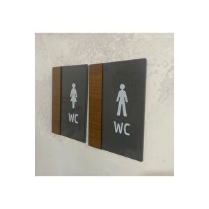 Wooden Serisi Wc Yönlendirme Levha Seti