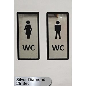 Wc Bay Ve Bayan Set Yönlendirme Levhası Silver Diamond Serisi